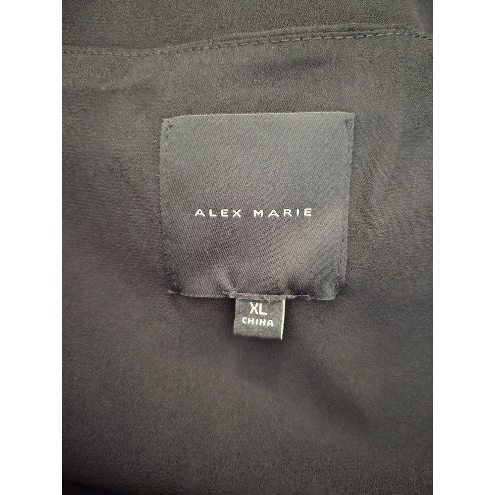 Alex Marie Black Long Sleeve Blouse XL Boat Neck Puff Sleeve Lined Career Top - Picture 5 of 6